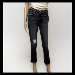 McGuire Denim Valletta Straight Leg Button-Fly Jeans Raw Fringe Hem Size 26